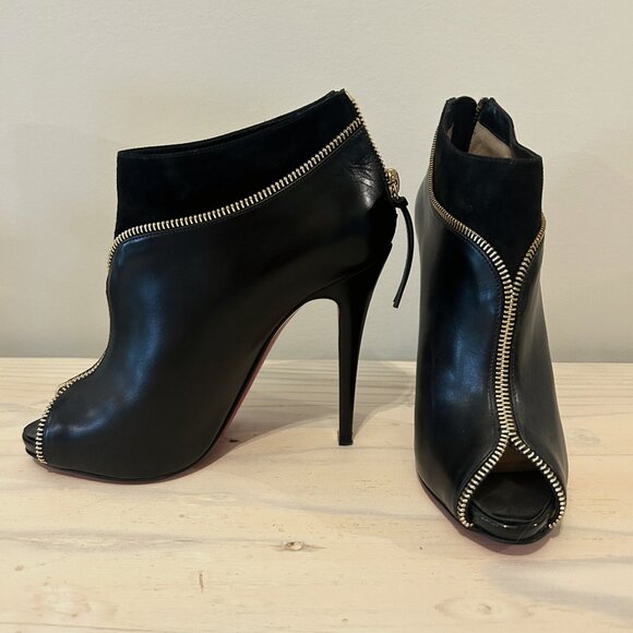 Christian Louboutin Shoes - Christian Louboutin Black Leather & Suede Ankle Boots –4” Heel🖤✨ Luxury Designer